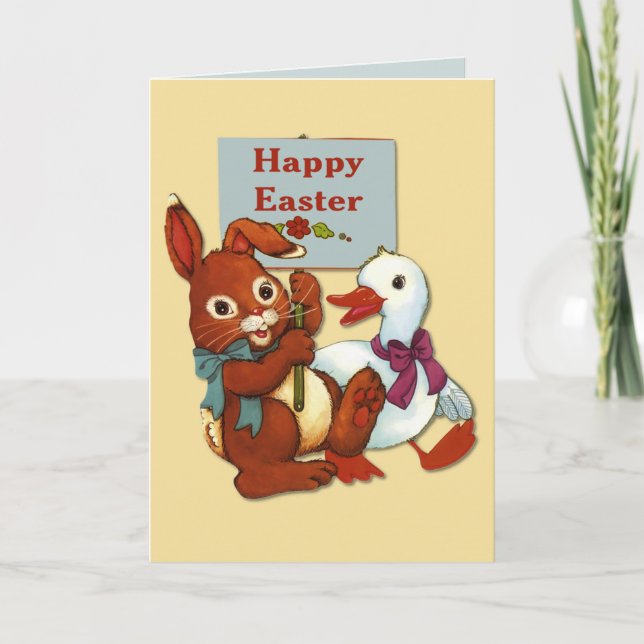 Duck and Bunny Easter Holiday Card (Front)