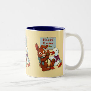 Duck and Bunny Easter Two-Tone Coffee Mug