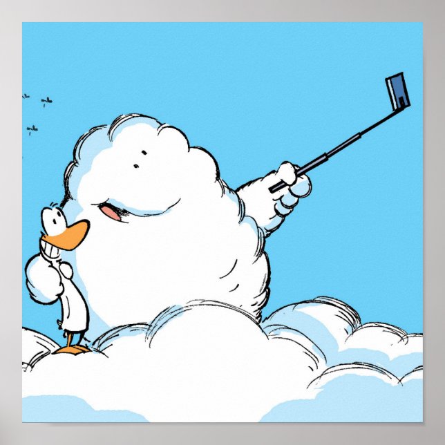 Duck and Cloud Selfie Cartoon Poster (Front)