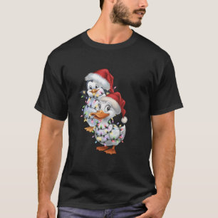 Duck and Penguin besties dressed in Christmas ligh T-Shirt