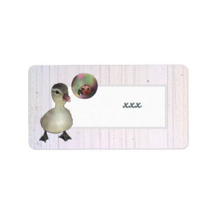 duck and soap bubble label