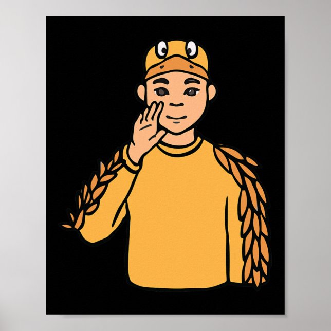 Duck Animal ASL Hand Gesture Deaf Hearing Loss Awa Poster (Front)