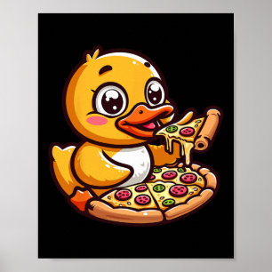 Duck Animal Eating Pizza Margherita Meal Foodies  Poster