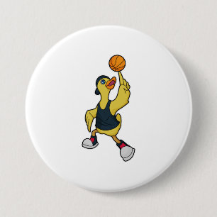 Duck as Baskeball player with Basketball 7.5 Cm Round Badge
