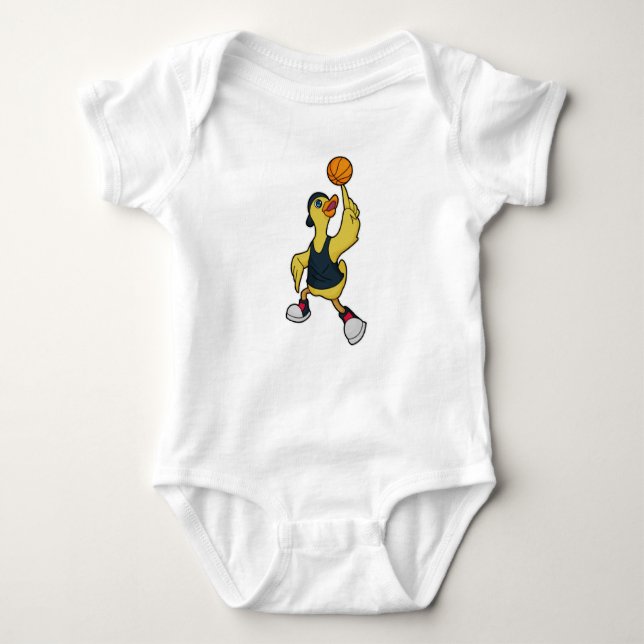 Duck as Baskeball player with Basketball Baby Bodysuit (Front)