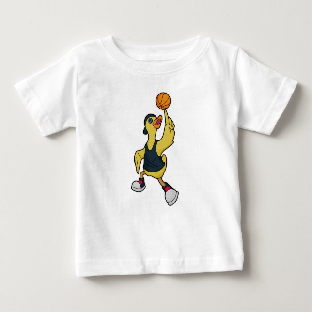 Duck as Baskeball player with Basketball Baby T-Shirt (Front)