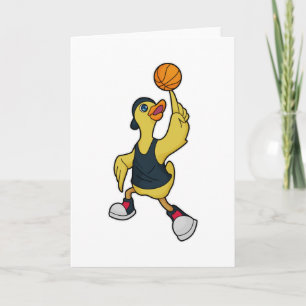 Duck as Baskeball player with Basketball Card