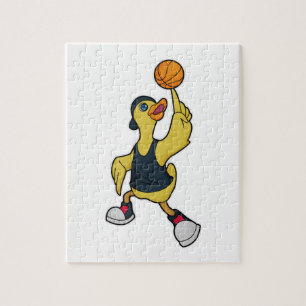Duck as Baskeball player with Basketball Jigsaw Puzzle