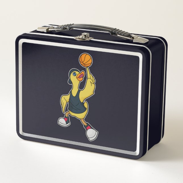 Duck as Baskeball player with Basketball Metal Lunch Box (Front)