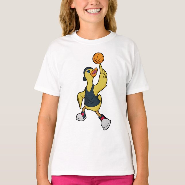 Duck as Baskeball player with Basketball T-Shirt (Front)