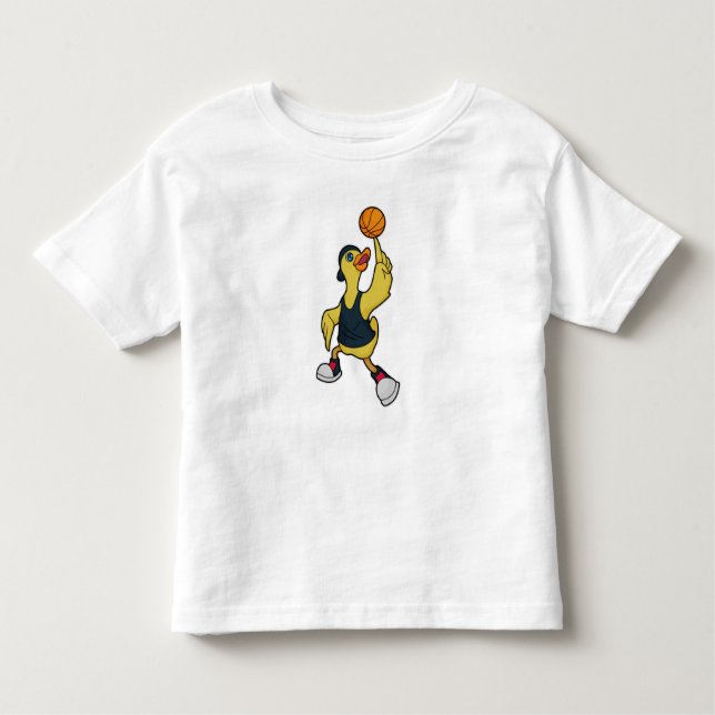 Duck as Baskeball player with Basketball Toddler T-Shirt (Front)