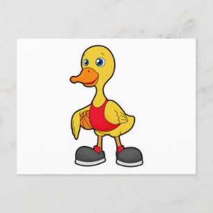 Duck as Basketball player with Basketball Postcard