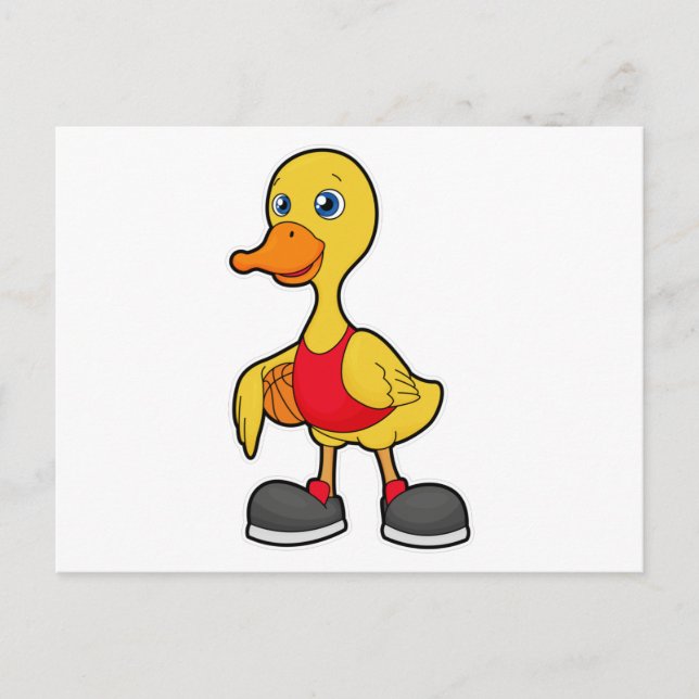Duck as Basketball player with Basketball Postcard (Front)