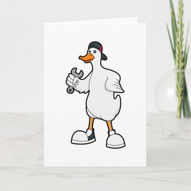 Duck as Craftsman with Tool & Cap Card (Front)