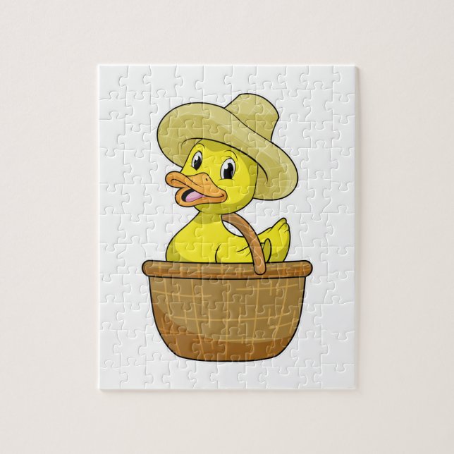 Duck as Farmer with Basket Jigsaw Puzzle (Vertical)
