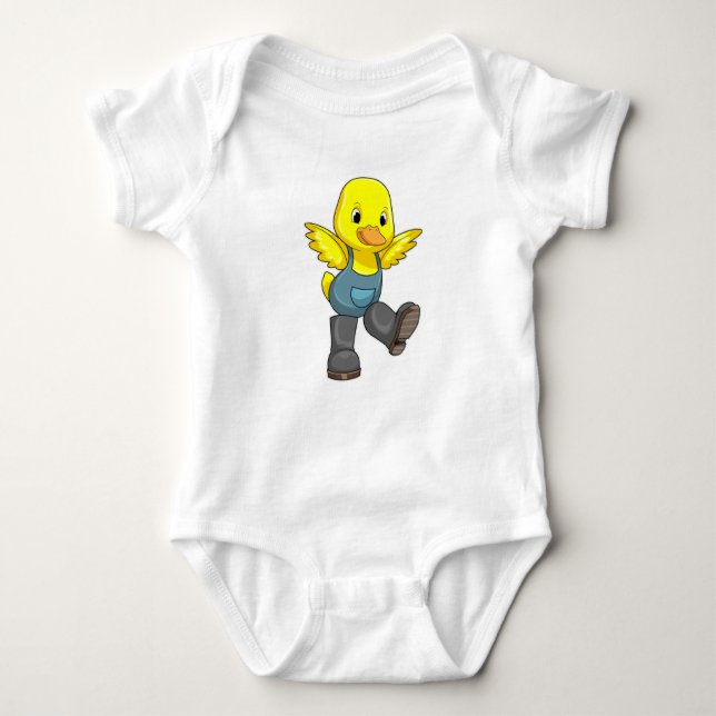 Duck as Farmer with Boots Baby Bodysuit (Front)