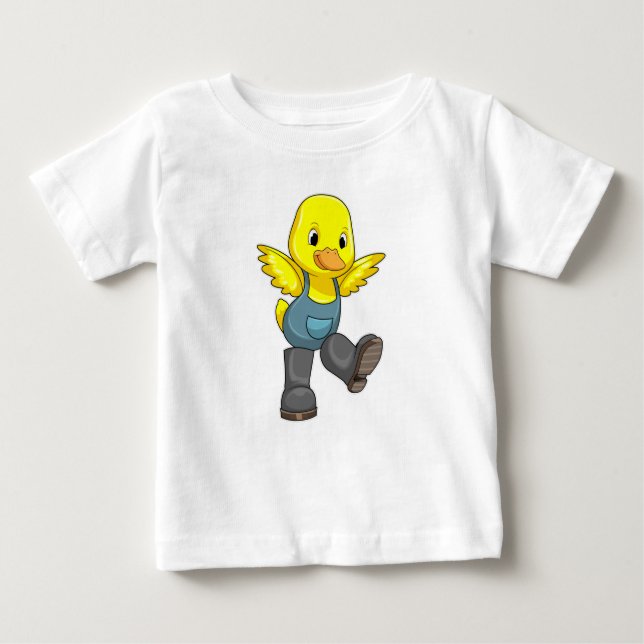 Duck as Farmer with Boots Baby T-Shirt (Front)