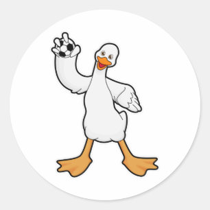 Duck as Handball player with Handball Classic Round Sticker