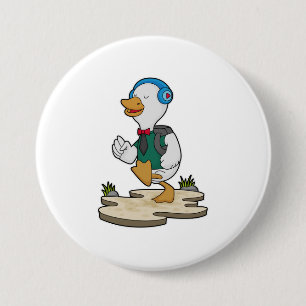 Duck as Hiker with Backpack 7.5 Cm Round Badge