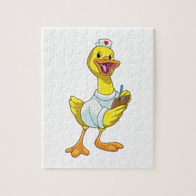 Duck as Nurse with Heart Jigsaw Puzzle (Vertical)