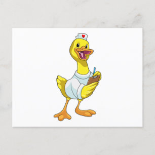 Duck as Nurse with Heart Postcard