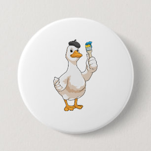 Duck as Painter with Paint brush 7.5 Cm Round Badge