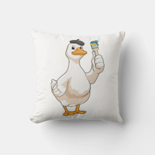Duck as Painter with Paint brush Cushion