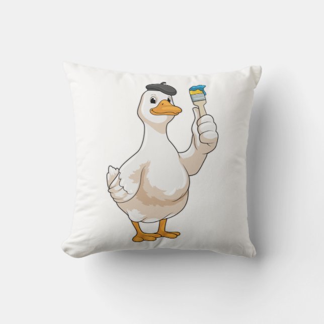 Duck as Painter with Paint brush Cushion (Front)