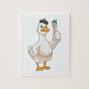 Duck as Painter with Paint brush Jigsaw Puzzle