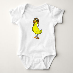Duck as Pilot with Cap & Goggles Baby Bodysuit