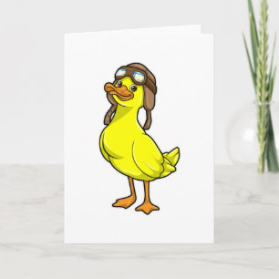Duck as Pilot with Cap & Goggles Card