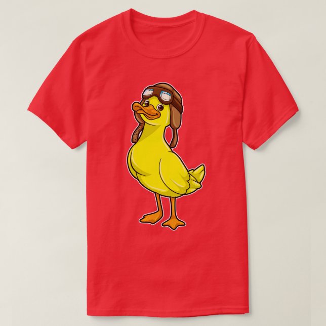 Duck as Pilot with Cap Goggles T-Shirt (Design Front)