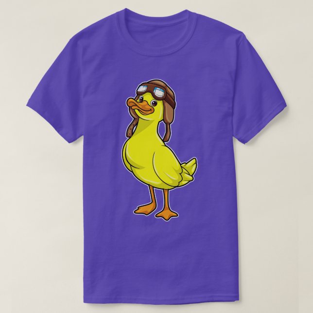 Duck as Pilot with Cap Goggles T-Shirt (Design Front)