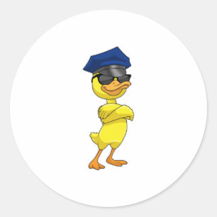 Duck as Police officer with Police cap Classic Round Sticker