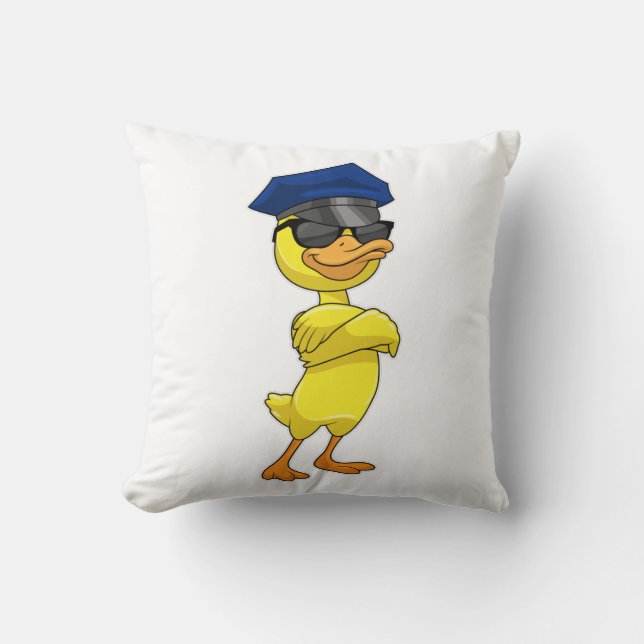 Duck as Police officer with Police cap Cushion (Front)