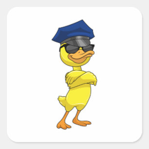 Duck as Police officer with Police cap Square Sticker