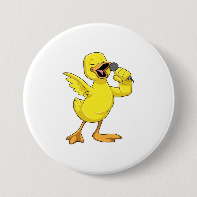 Duck as Singer with Microphone 7.5 Cm Round Badge (Front)