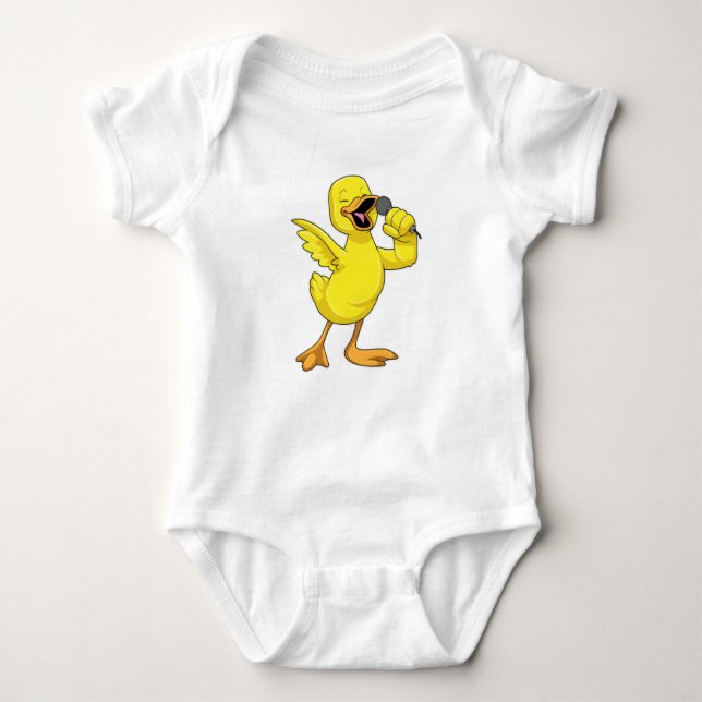 Duck as Singer with Microphone Baby Bodysuit (Front)