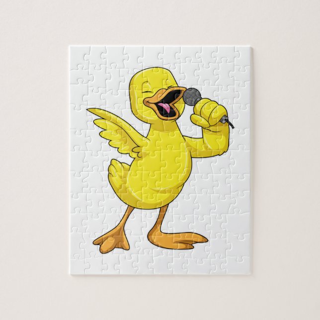 Duck as Singer with Microphone Jigsaw Puzzle (Vertical)