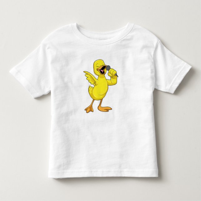 Duck as Singer with Microphone Toddler T-Shirt (Front)