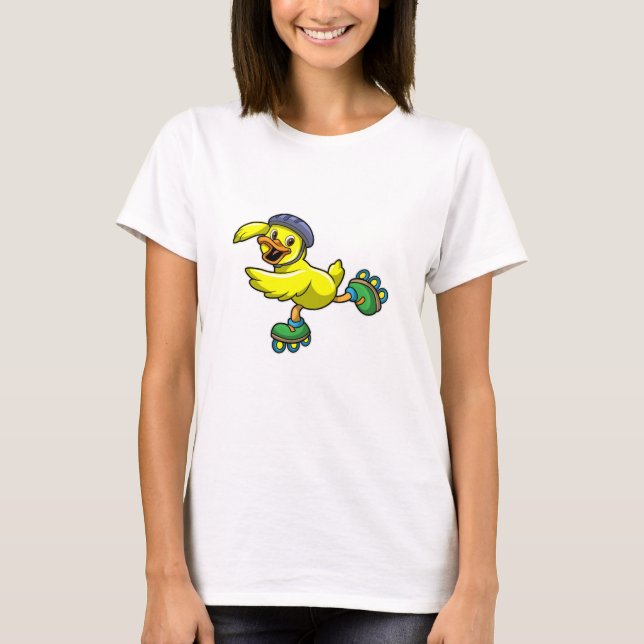 Duck as Skater with Inline skates & Helmet T-Shirt (Front)
