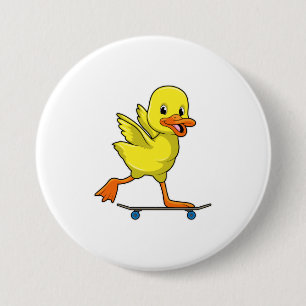 Duck as Skater with Skateboard 7.5 Cm Round Badge