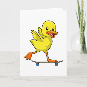 Duck as Skater with Skateboard Card