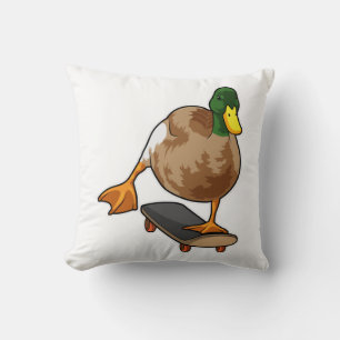 Duck as Skater with Skateboard Cushion