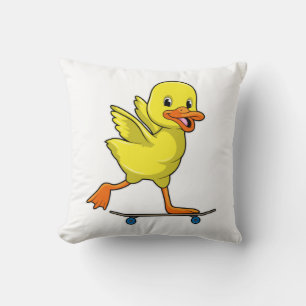 Duck as Skater with Skateboard Cushion