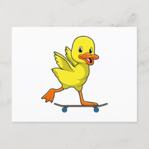 Duck as Skater with Skateboard Postcard