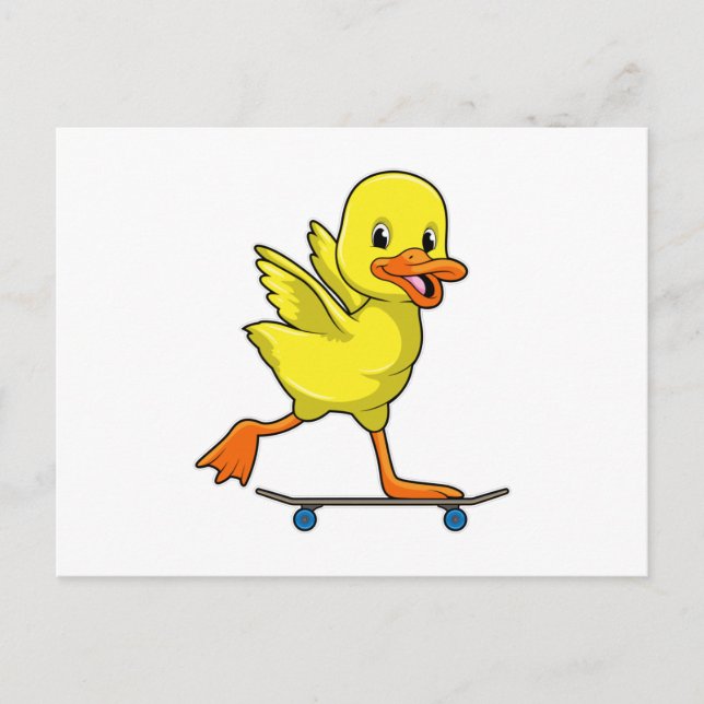 Duck as Skater with Skateboard Postcard (Front)
