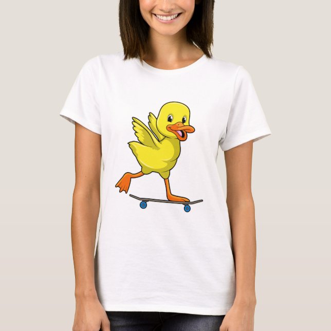 Duck as Skater with Skateboard T-Shirt (Front)