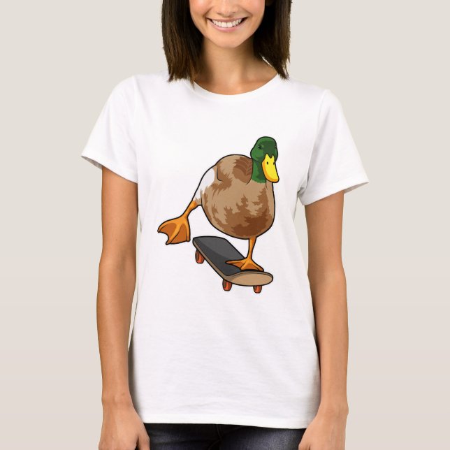 Duck as Skater with Skateboard T-Shirt (Front)