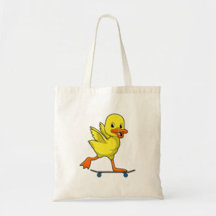 Duck as Skater with Skateboard Tote Bag